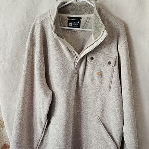 Carhartt Tan Zip Up Sweater with Plush Texture